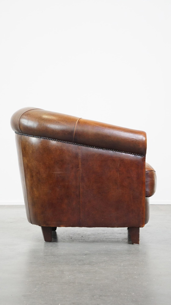 Image 1 of Clubfauteuil Gemaakt Van Schapenleer