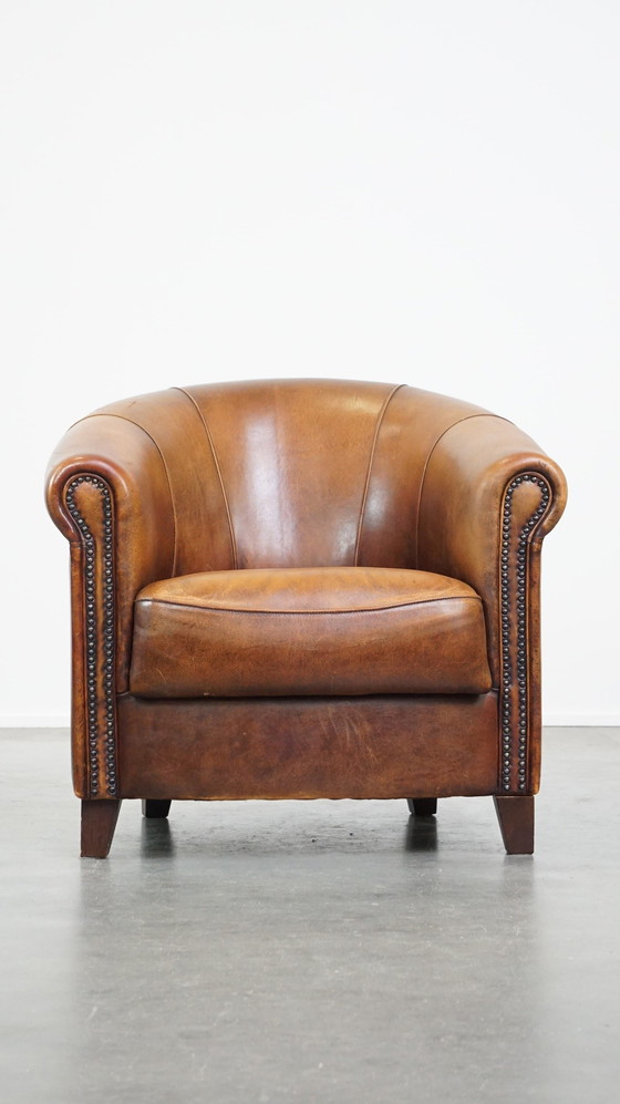 Image 1 of Clubfauteuil Gemaakt Van Schapenleer