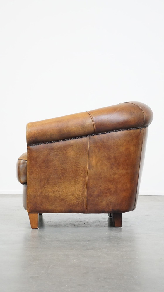 Image 1 of Clubfauteuil Gemaakt Van Schapenleer