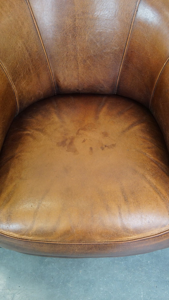 Image 1 of Clubfauteuil Gemaakt Van Schapenleer