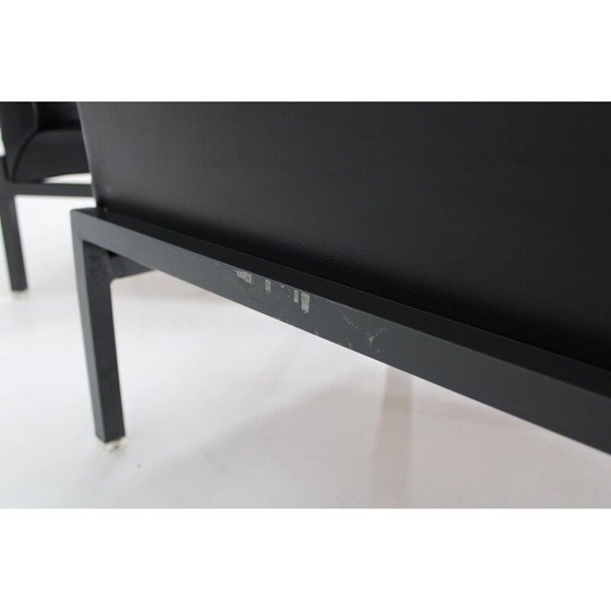 Image 1 of Paar vintage fauteuils in imitatieleer en gelakt ijzer, Tsjecho-Slowakije 1970