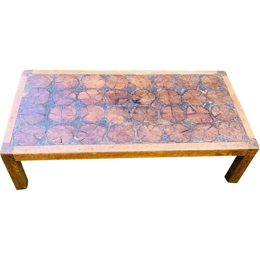 Vintage salontafel van hout en boomstammen