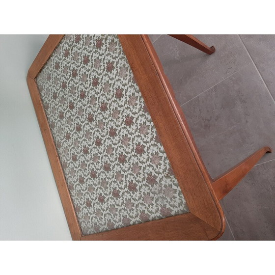 Image 1 of Vintage houten bijzettafel met glazen blad, 1920