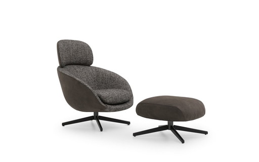 Minotti Russel Arm / Lounge Chair + Ottoman / Hocker 