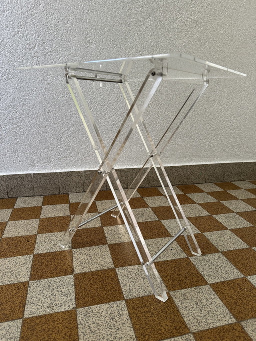 80's plexiglas opvouwbaar bijzettafeltje