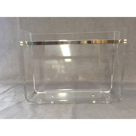 Image 1 of Vintage "Omega" tijdschriftenrek in plexiglas en laition van David Lange voor Roche Bobois, 1970
