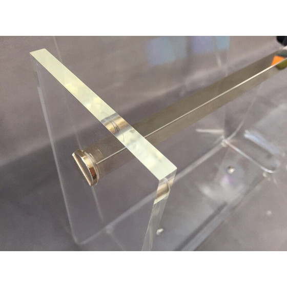 Image 1 of Vintage "Omega" tijdschriftenrek in plexiglas en laition van David Lange voor Roche Bobois, 1970