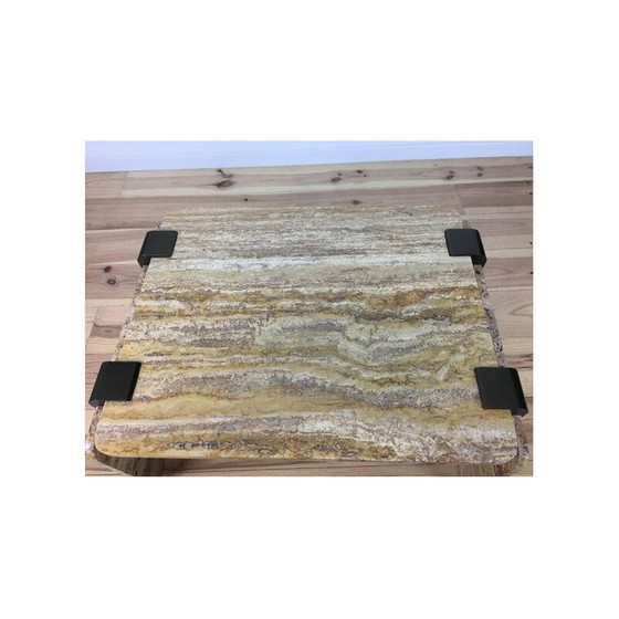 Image 1 of Vintage gele travertin salontafel, 1970