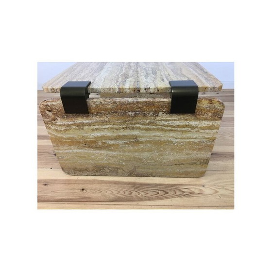 Image 1 of Vintage gele travertin salontafel, 1970