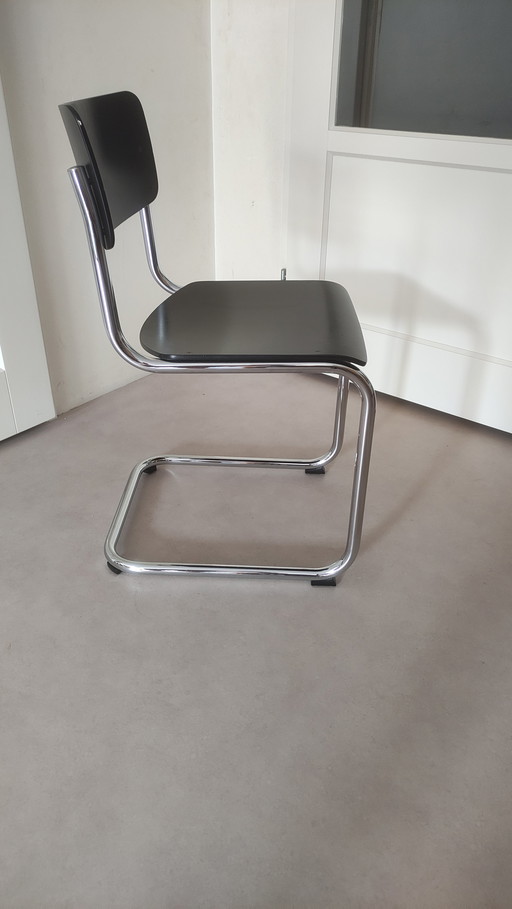 4x Thonet S43 by Mart Stam stoelen - zwart