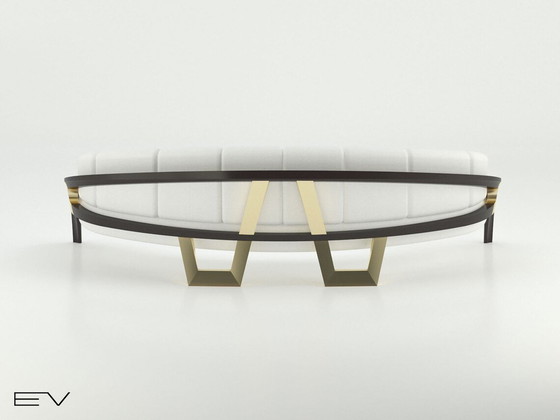 Image 1 of Volledige Sofa Osiris Serie Oud-Egyptische Meester Ontworpen Details in Goudfolie en Zwart Mat Massief Hout Afwerking