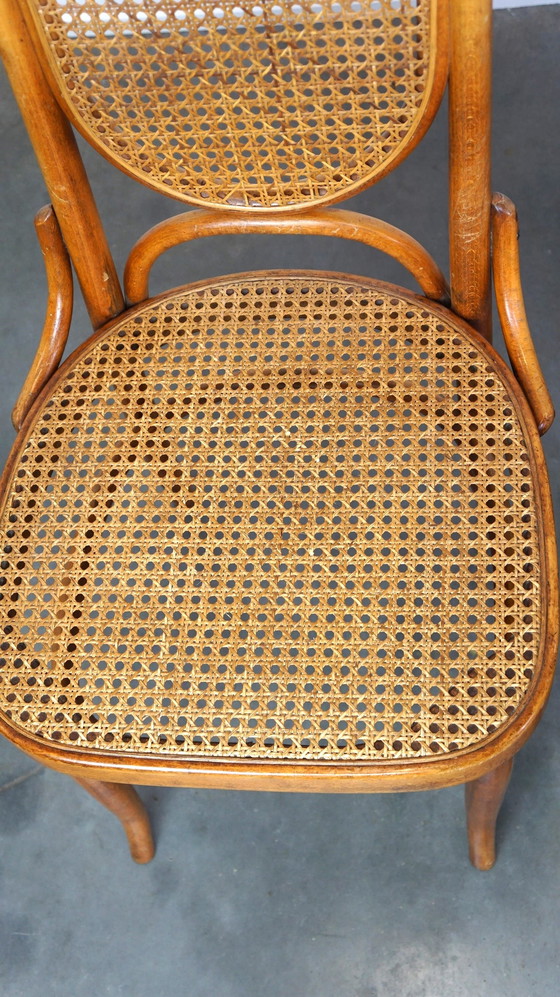 Image 1 of 6 x hoge vintage lichtbruine bentwood Thonet stoel model “lange Jan/ Long John”