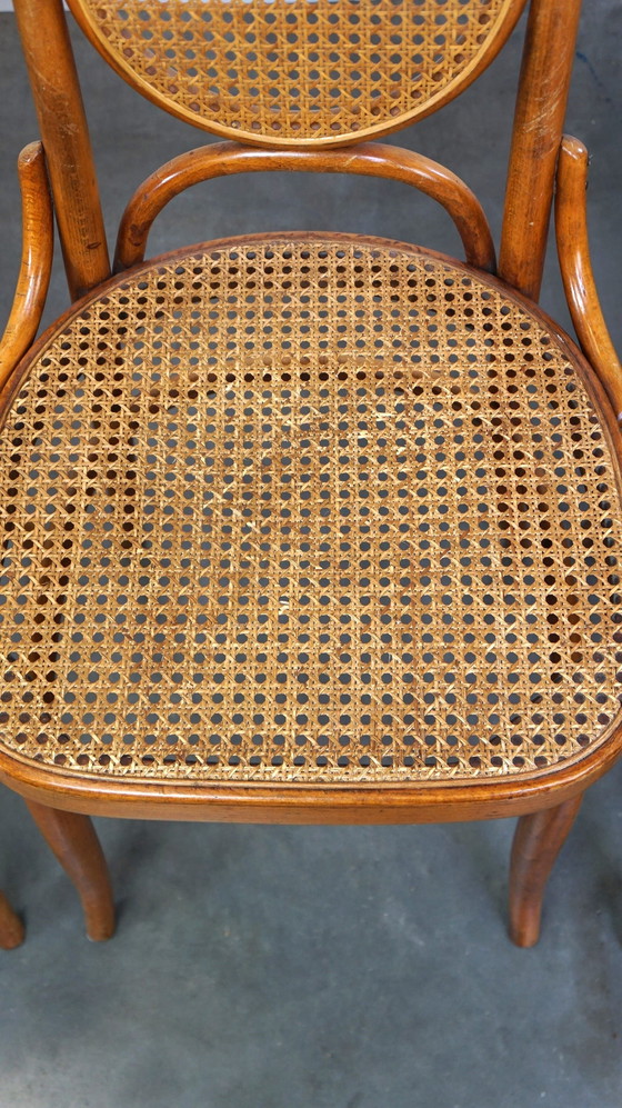 Image 1 of 6 x hoge vintage lichtbruine bentwood Thonet stoel model “lange Jan/ Long John”