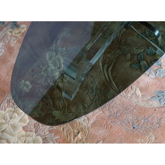 Image 1 of Vintage salontafel in luciet en grijs rookglas van Philippe Jean, 1970