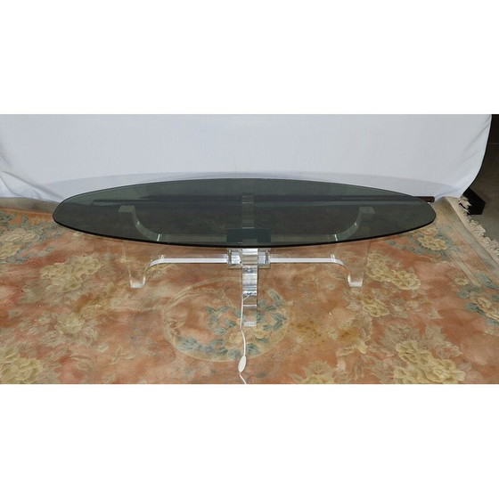 Image 1 of Vintage salontafel in luciet en grijs rookglas van Philippe Jean, 1970