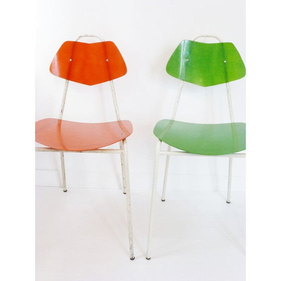 Image 1 of Vintage paar glasvezel stoelen & staal - jaren 1950