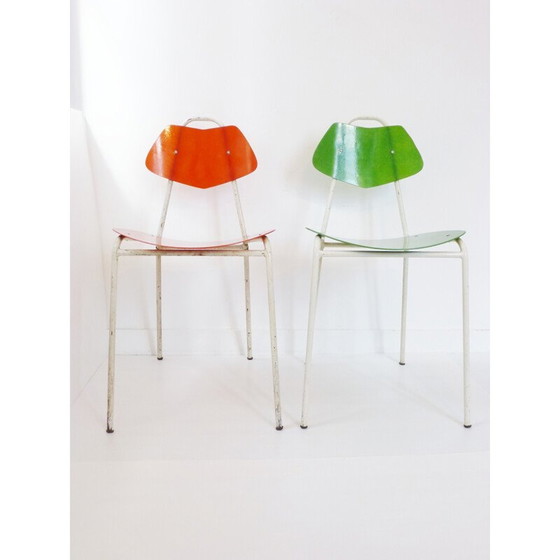 Image 1 of Vintage paar glasvezel stoelen & staal - jaren 1950