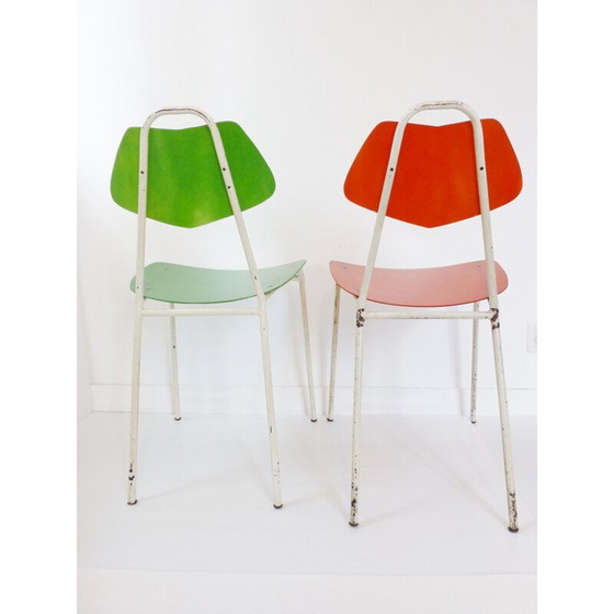 Image 1 of Vintage paar glasvezel stoelen & staal - jaren 1950