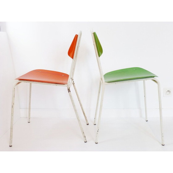 Image 1 of Vintage paar glasvezel stoelen & staal - jaren 1950