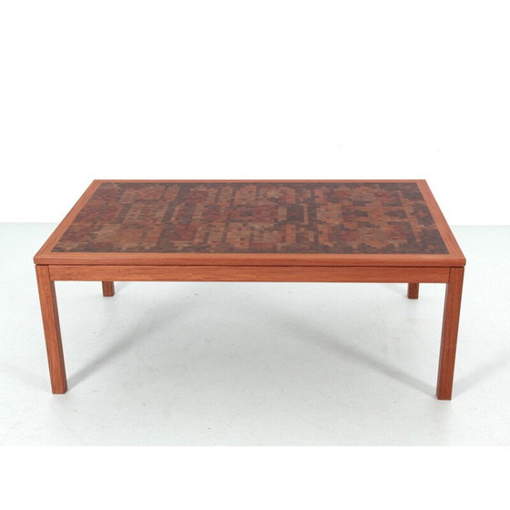 Image 1 of Scandinavische vintage salontafel in staand hout marqueterie