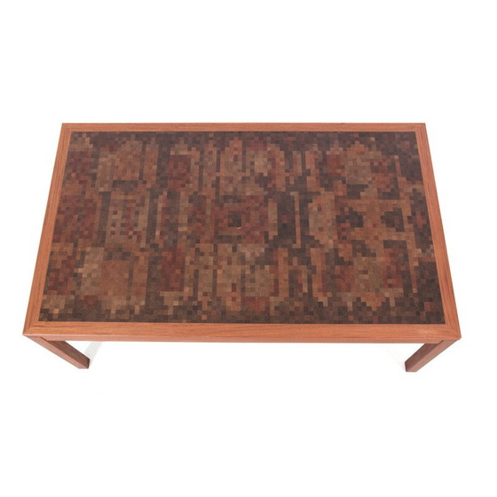 Image 1 of Scandinavische vintage salontafel in staand hout marqueterie