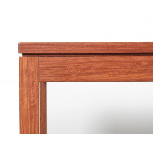 Scandinavische vintage salontafel in staand hout marqueterie