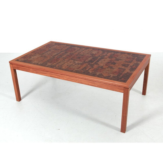 Image 1 of Scandinavische vintage salontafel in staand hout marqueterie