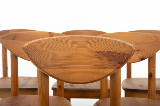 Image 1 of Set van 6 Vintage grenen eetkamerstoelen, jaren 70