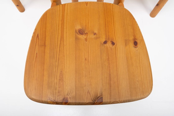 Image 1 of Set van 6 Vintage grenen eetkamerstoelen, jaren 70