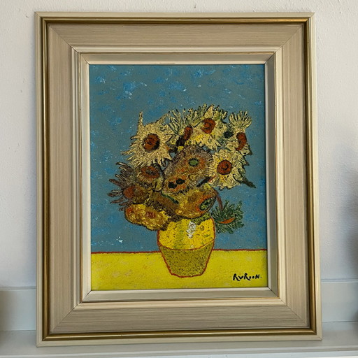 R. v. Roon Zonnebloemen schilderij