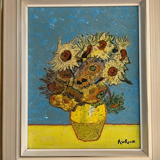 R. v. Roon Zonnebloemen schilderij