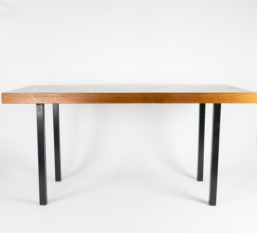 Retro bijzettafel  - Vintage  -  strak teakhout fineer - metaal - 60's