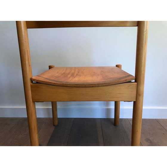 Image 1 of Set van 6 vintage stapelstoelen van sparrenhout en thermogevormd hout van Karl Kilpper, Duitsland 1970