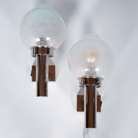 Image 1 of Set Space age wandlampen glas minimalist glass wall light