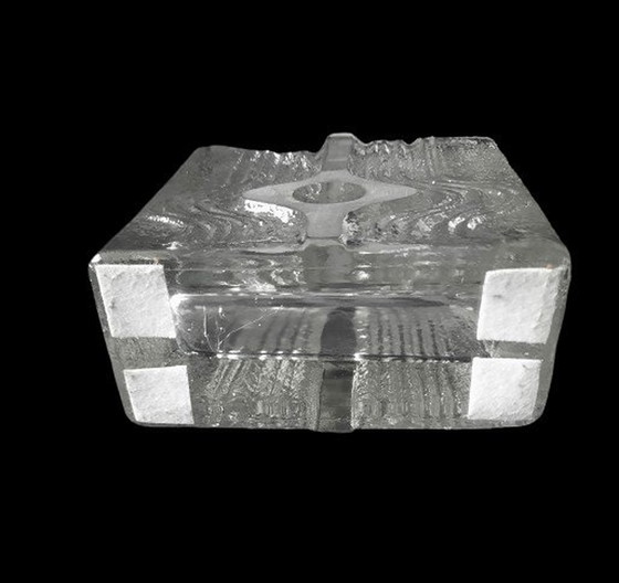 Image 1 of Vintage 1970'S Zware Ice Block Vaas Design  Nybro Glasbruk, Sweden