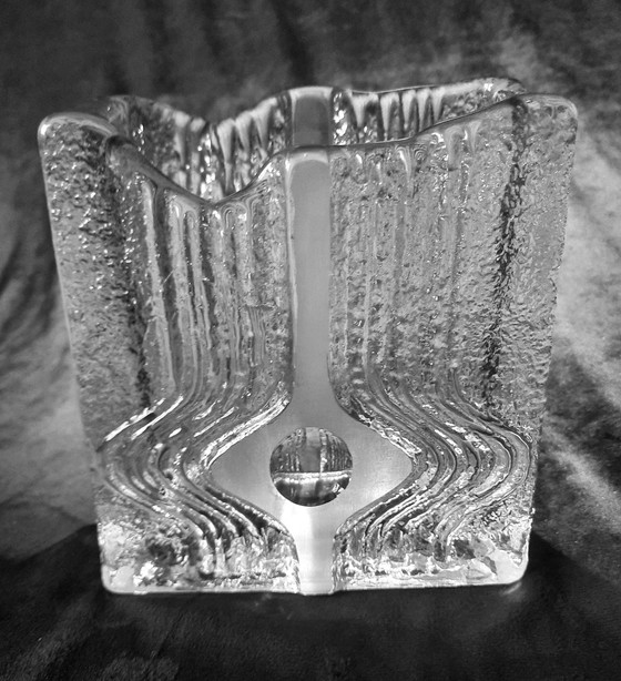 Image 1 of Vintage 1970'S Zware Ice Block Vaas Design  Nybro Glasbruk, Sweden