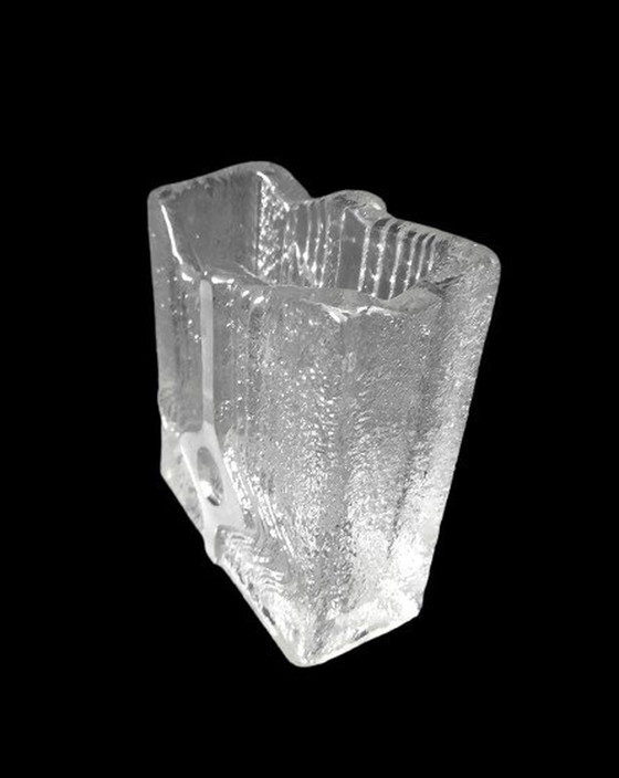 Image 1 of Vintage 1970'S Zware Ice Block Vaas Design  Nybro Glasbruk, Sweden