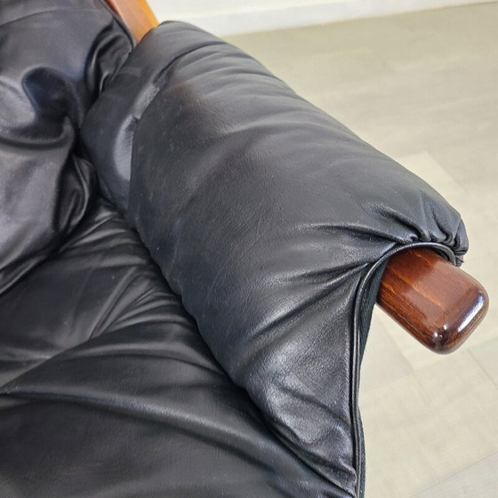 Image 1 of Vintage teakhouten en lederen fauteuil voor Göte Møbler, Zweden 1970