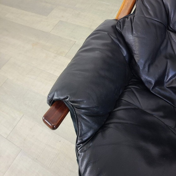 Image 1 of Vintage teakhouten en lederen fauteuil voor Göte Møbler, Zweden 1970