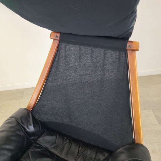 Image 1 of Vintage teakhouten en lederen fauteuil voor Göte Møbler, Zweden 1970