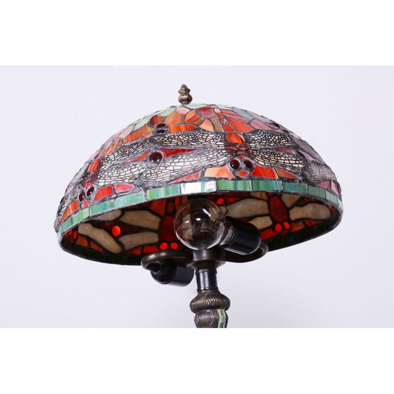 Image 1 of Vintage Art Deco tafellamp in brons en glas, Frankrijk 1970