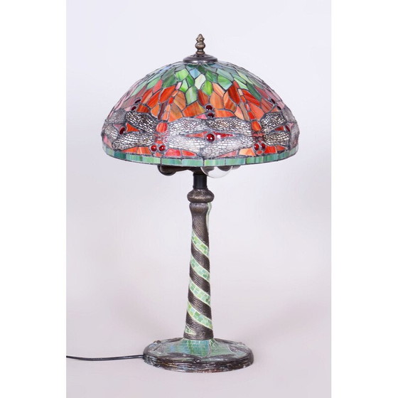 Image 1 of Vintage Art Deco tafellamp in brons en glas, Frankrijk 1970