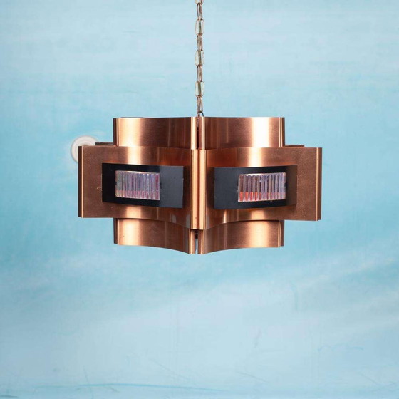 Image 1 of Space age koperen hanglamp Werner Schou design pendant