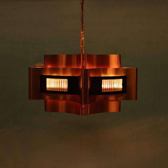 Image 1 of Space age koperen hanglamp Werner Schou design pendant