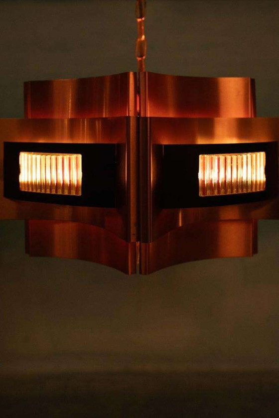 Image 1 of Space age koperen hanglamp Werner Schou design pendant