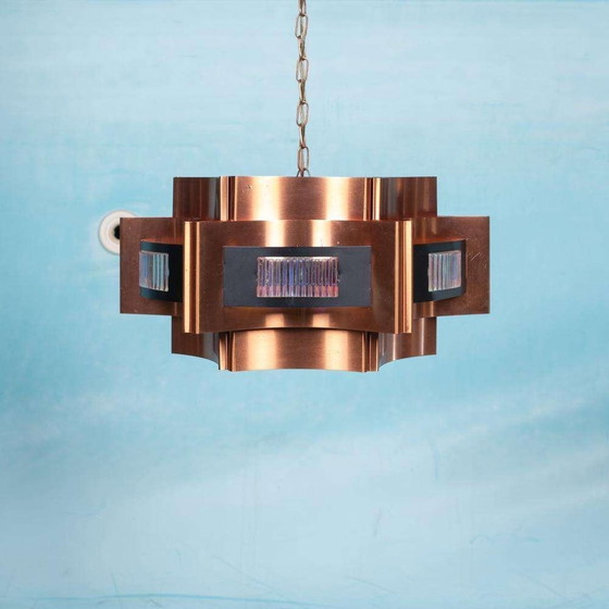 Image 1 of Space age koperen hanglamp Werner Schou design pendant