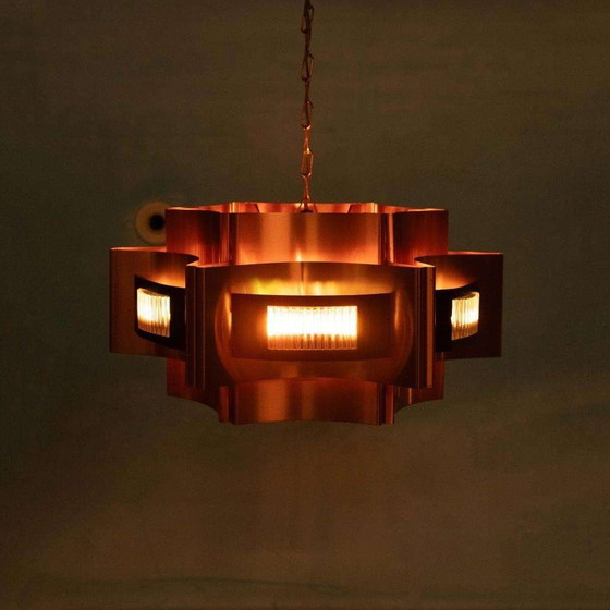 Image 1 of Space age koperen hanglamp Werner Schou design pendant