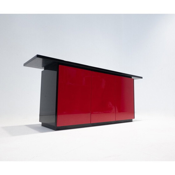 Image 1 of Mid Century gelakt dressoir in rood en zwart, Italië 1970