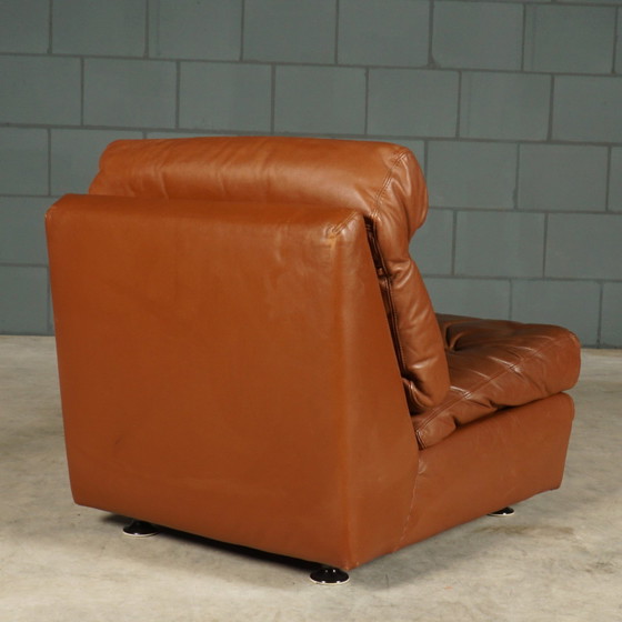 Image 1 of Set Van 4 Vintage Lederen Modulaire Fauteuils – Jaren 60