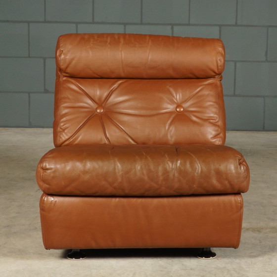 Image 1 of Set Van 4 Vintage Lederen Modulaire Fauteuils – Jaren 60